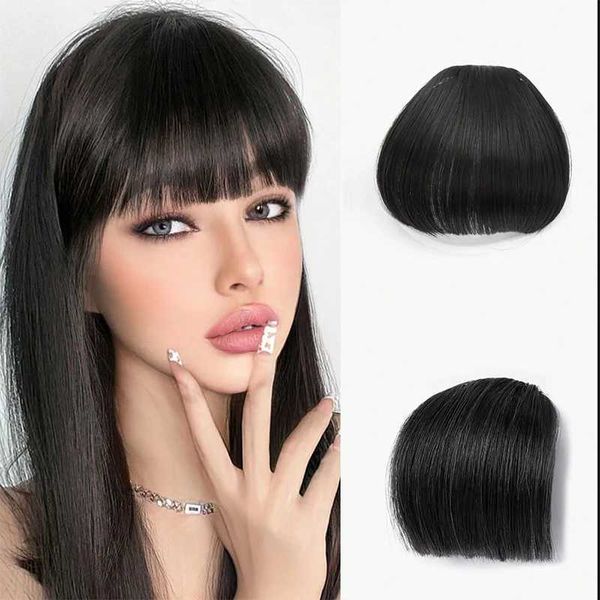 Perucas sintéticas franja peruca sintética franja de ar natural curto marrom loiro preto falso cabelo franja clipe em peças de cabelo 240328 240327