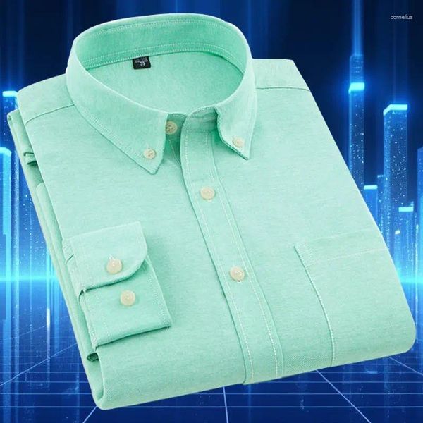 Camicie casual da uomo Camicia a maniche lunghe in cotone Oxford Non stirabile Primavera Estate Business di alta qualità con tasca Elegante tinta unita