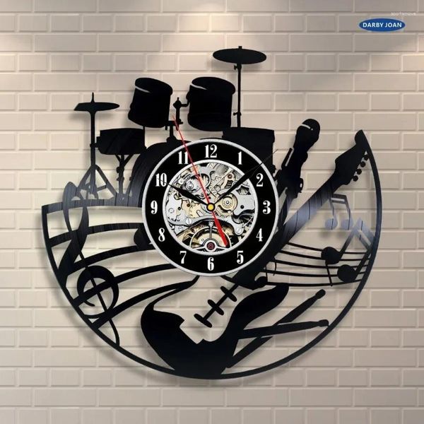 Relógios de parede Relógio de gravação de música - Decore sua casa com presente de arte moderna para crianças, meninas e meninos, ganhe um feedback de prêmio