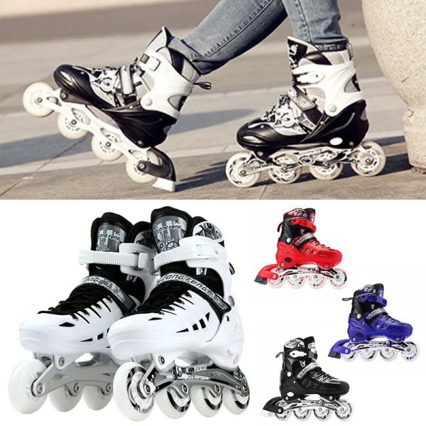 Sapatos Sapatos de patins ajustáveis Sapatos de 4 rodas de rodas de rodas profissionais em linha de skate para homens adultos Wonmen Racing Speed Skate