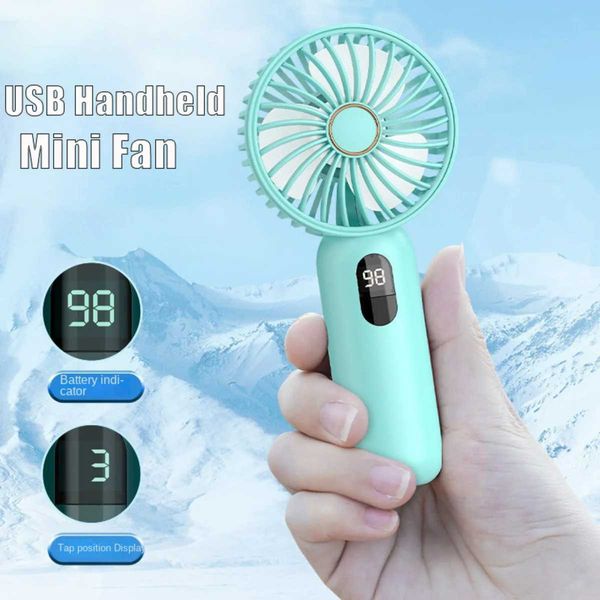 Fãs elétricos Display Digital Mini Ventilador para USB 1200 Mah Handheld Pequeno Ventilador Elétrico Portátil Ventilador de Refrigeração de Mão para Estudantes 240319