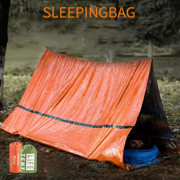 Überleben Camping Zelt Outdoor Notfall Rettungs Zelt Camping Tragbare Einfache Schlafsäcke Thermal Shelter Tube Outdoor Rettung Wasserdicht