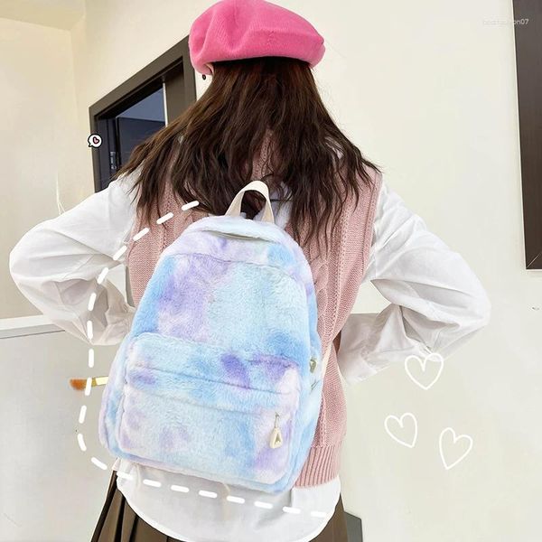 Schultaschen Plüsch Rucksack 2024 Student Pendler Schultasche Dreidimensionale Einfarbige Große Kapazität Nette Reise Großhandel