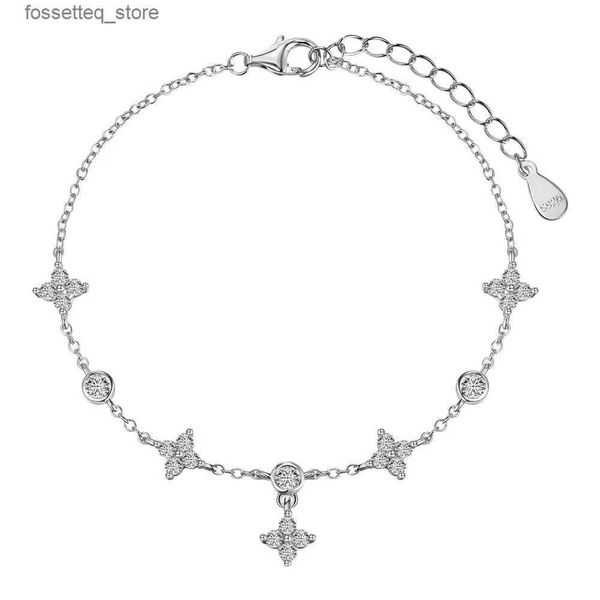 Braccialetti con ciondoli Argento sterling S925 con micro intarsio di zirconi leggeri stelle portafortuna di lusso e luna stile design personalizzato L240319