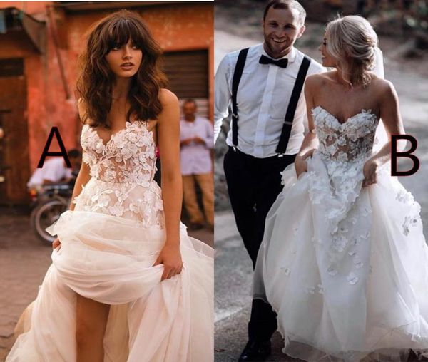 Gonna a strati spaghetti Backless Plus Size Elegante giardino Country Abiti da sposa per bambini Liz Martinez Abiti da sposa da spiaggia con 3D F3854218