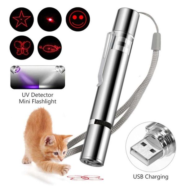 Caneta recarregável USB ponteiro laser 3 em 1 gato cachorro animal de estimação cruz de brinquedo