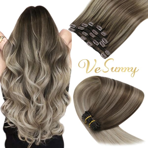Наращивание волос VeSunny на заколке для наращивания человеческих волос на заколке для наращивания человеческих волос Remy с двойным утком на заколке для наращивания волос с эффектом омбре 7 шт./120 г