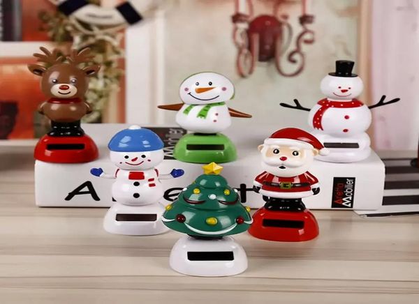 Festa Favor Enfeites de Carro ABS Solar Powered ChristmasOrnaments Presente Dança Papai Noel Boneco de Neve Brinquedos Dashboard Decoração Bobble D3331633