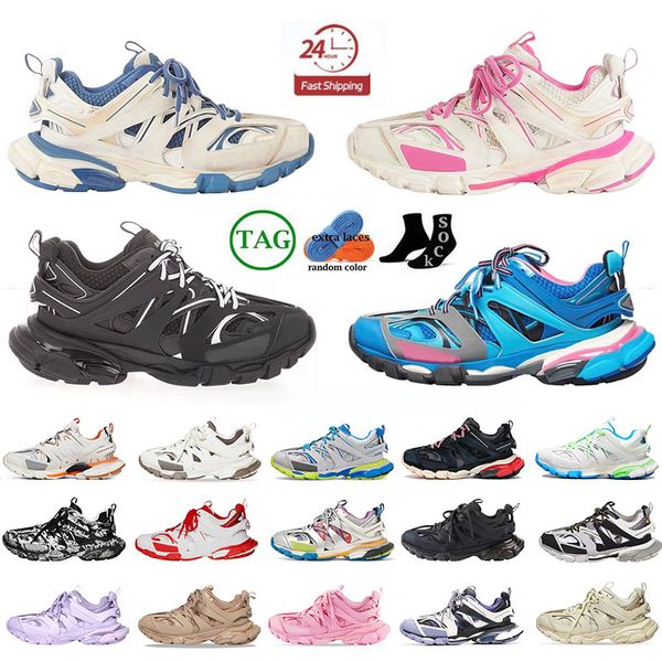 Designer com caixa faixas de luxo 3 sapatos casuais mocassins baixas faixas 3.0 plataforma gomma triplo s preto branco rosa homens mulheres paris vintage treinadores de fundo grande tamanho 13