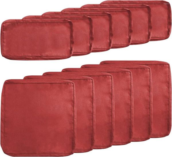 Travesseiro 12 peças ao ar livre pátio capa de substituição slipcovers com design de zíper para móveis sofá sofá-vermelho