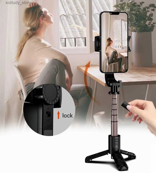 Estabilizadores de controle sem fio de 1 eixo, junta universal rotativa para celular, estabilizador de vídeo anti-vibração, tripé Bluetooth selfie stick com luz de preenchimento Q240319