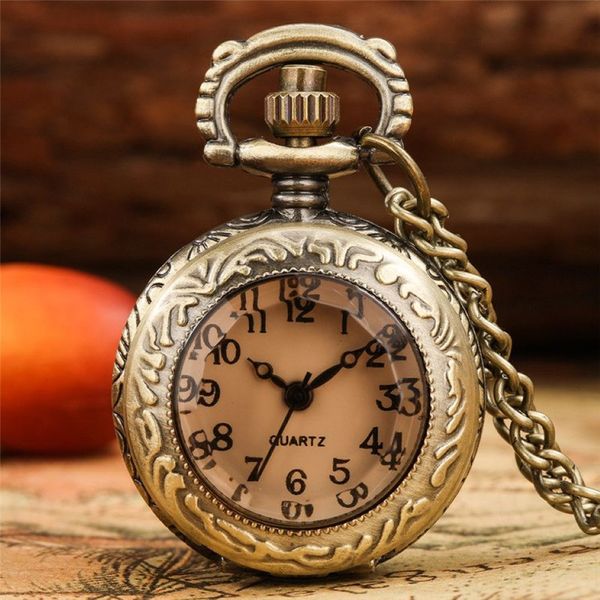Bellissimo orologio da tasca piccolo di piccole dimensioni, classico orologio analogico al quarzo antico, per uomo, donna, bambino, collana, pendente, catena, regalo275p