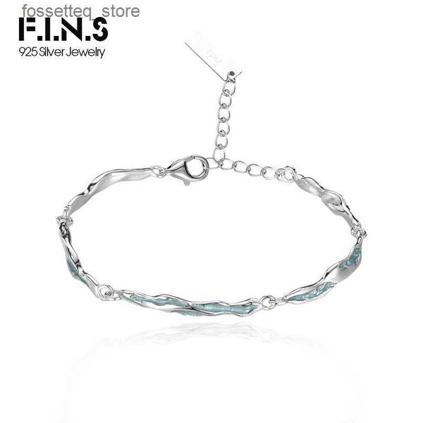 Charme pulseiras fins requintado s925 prata esterlina gelo azul esmalte irregular pulseiras ajustáveis para mulheres punk jóias finas l240319