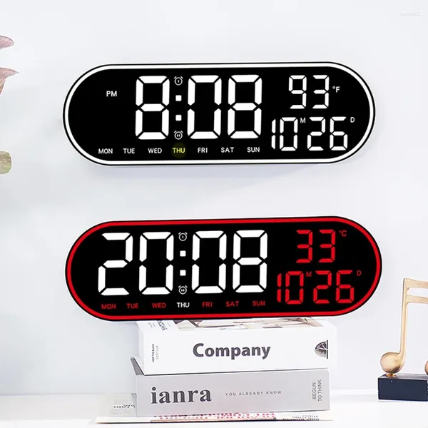 Relógios de parede LED Relógio Temperatura Data Semana Display Contagem Regressiva Temporizador Controle Remoto Brilho Ajustável Quarto USB Plug In Use