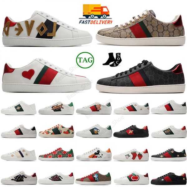 Designer marca clássico estilo ace casual abelha baixa mens mulheres sapatos de alta qualidade tigre bordado preto branco verde listras andando tênis tênis DHgate