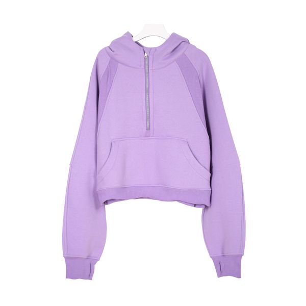 12 Farben Lu Yoga Hoodie Scuba Klassischer Kapuzenpullover mit halbem Reißverschluss, lose und Fleecejacke, Yoga-Kleidung, Damen-Top, lässige Designer-Kleidung für den Alltag