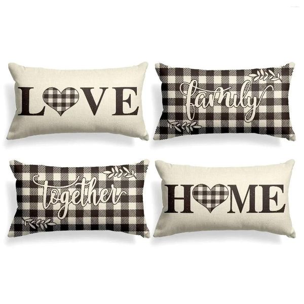 Cuscino Nordico Plaid in bianco e nero Love Home Federa Decorazione Soggiorno Copridivano 30 50 Lino 40 60