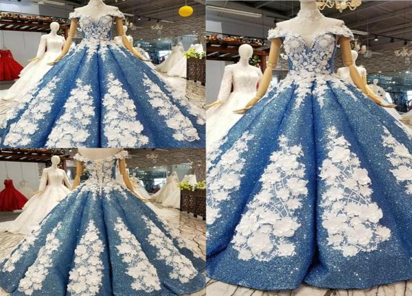 Abiti da ballo di lusso con paillettes con spalle scoperte Ruffles 3D Applicazioni floreali Perle Abiti per occasioni speciali Abiti da sera Custom Made P8916678