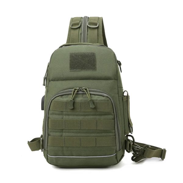 Bolsas Miltitárias Bolsa de ombro tático Homens de ombro ao ar livre Airsoft Molle Backpack Fishing Hunting Camping Caminhando Pacotes de bolsa de tórax