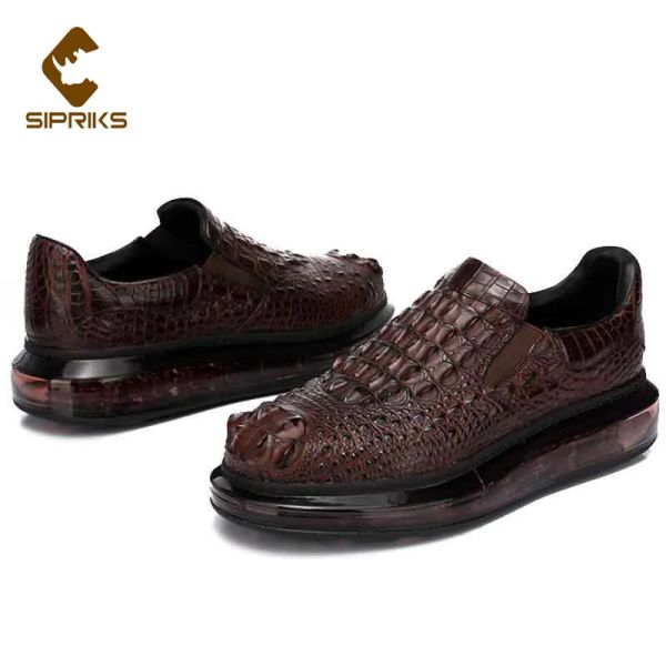 Stivali Sipriks Luxury Crocodile Crocodile Scarpe casual per uomo Sneaker in pelle da uomo alla moda Sneaker su mocassini 44 appartamenti