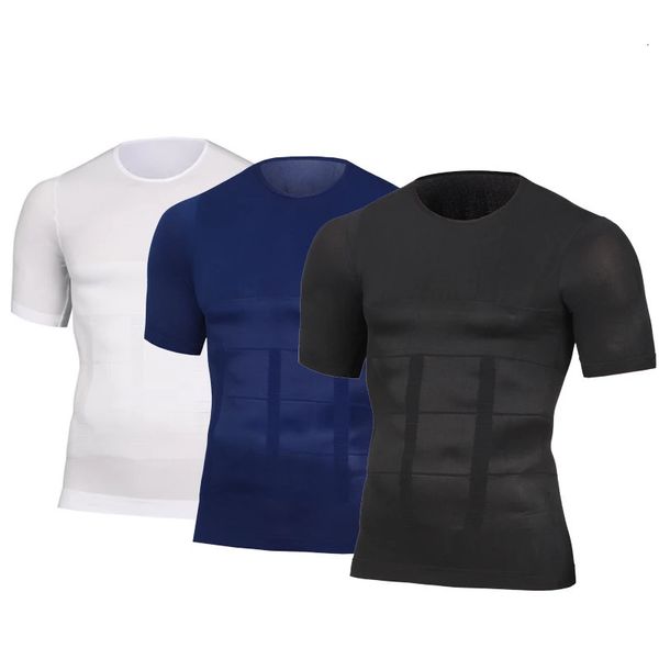 Mens em Shaper Shaper Postura colete masculino de compressão Camiseta do corpo Build Burn Burn Burmy Shirt Slim Dry Rick Under Sirty 240318