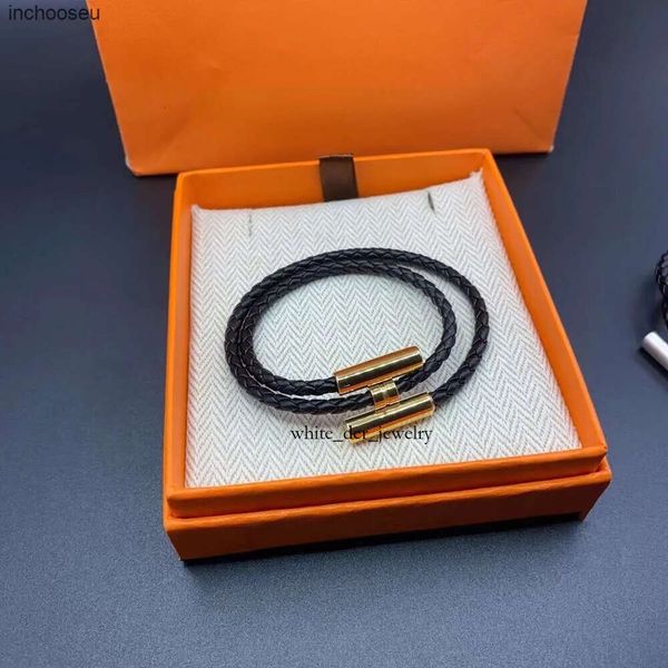 Marca designer carta pulseira de couro corrente 18k masculino feminino casal pulseira com caixa a1 7056