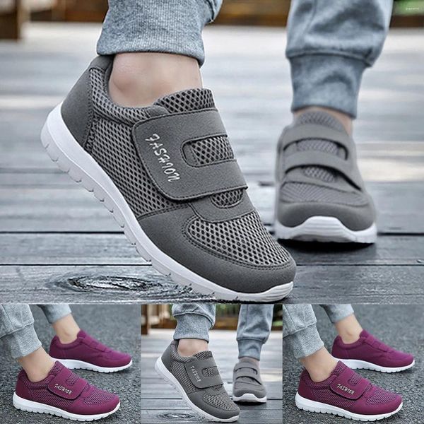 Scarpe casual da donna Hook Loop Solid Mesh intrecciata traspirante Running Street Friends Sneaker Sport Zapatillas