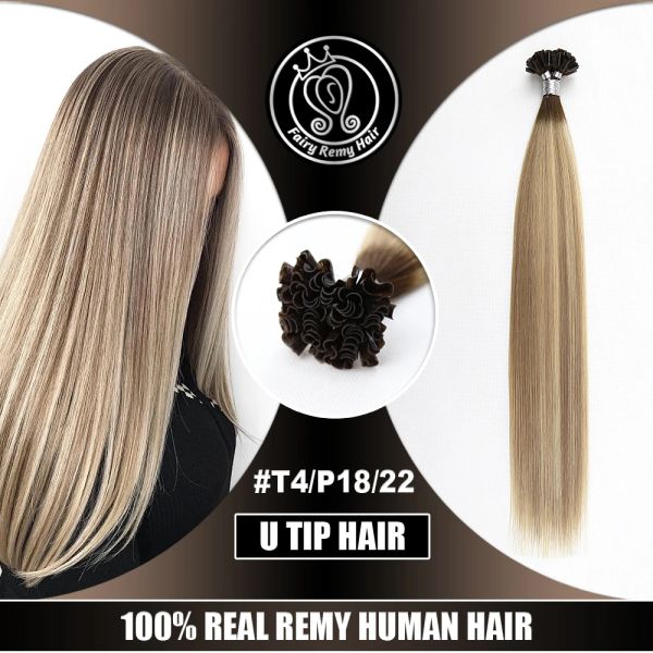 Estensioni Punta a U Estensioni dei capelli umani Remy Fusion cheratina su capsula Balayage Evidenzia colore Capelli lisci europei 1624 pollici 0,8 g/s 40 g