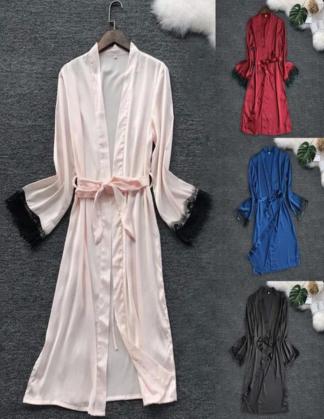 Mulheres elegante roupão de banho robe de seda senhoras pijamas lingerie noiva vestido de noite seksi bayan gekler menina nightie n43569805
