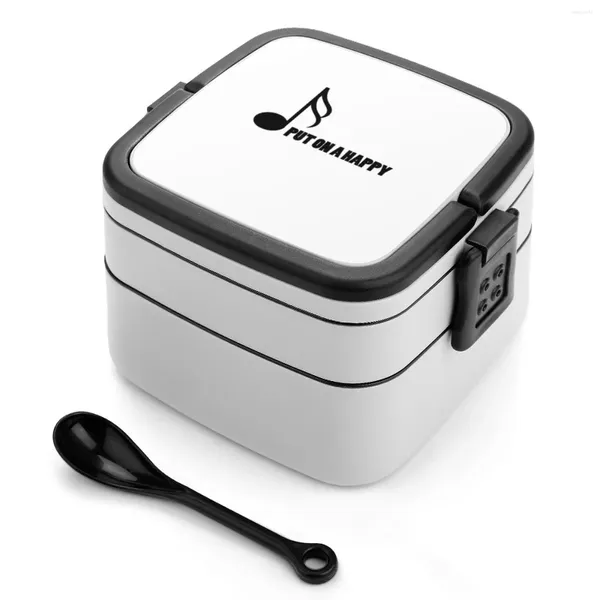 Stoviglie Regalo per gli amanti delle note musicali Bento Box a doppio strato Pranzo portatile per bambini che amano le scuole