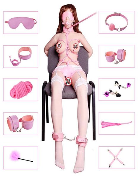 710 PCSset Sex Produkte Erotische Spielzeuge für Erwachsene BDSM Sex Bondage Set Hand s Nippelklemmen Gag Peitsche Seil Sex Spielzeug für Paare Y1919965399