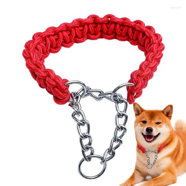 Coleiras de cachorro trança colar de nylon estrangulamento ajustável corda trançada pet para cães pequenos filhote de cachorro médio casa ao ar livre