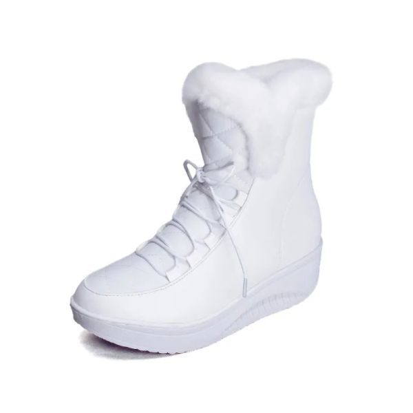 Botas para baixo de pano espaço de algodão quente botas de neve femininas de pele falsa