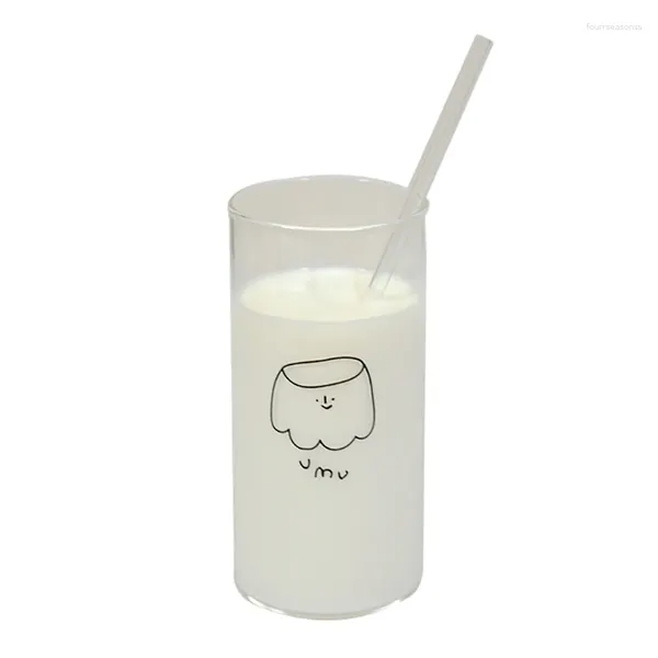 Кружки креативные милые кофейные кружки Mlik корейские Instagram стеклянные чашки для сока и холодной воды с соломинкой для девочек подарок домашняя кухня посуда для напитков