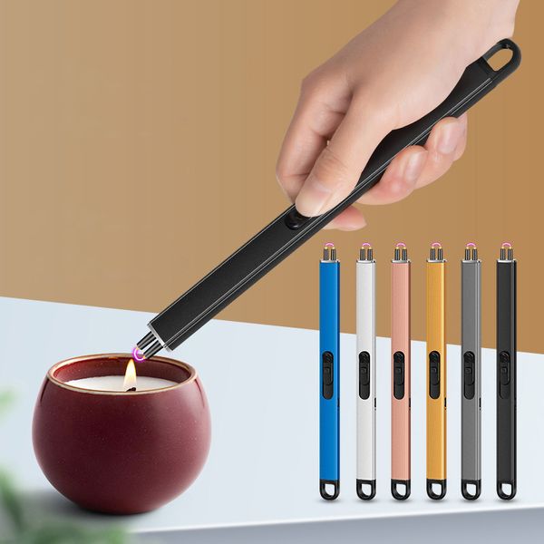 Isqueiro eletrônico recarregável USB à prova de vento Arc BBQ Lighter com bateria de lítio Flameless Fire Starter para cozinha ao ar livre Vela perfumada