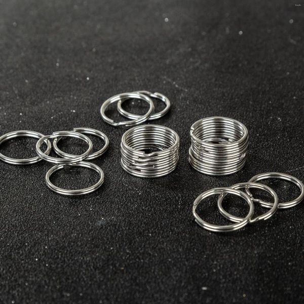 Schlüsselanhänger 10 teile/los 1,5x25mm Edelstahl Nie Verblassen Leere Runde Doppel Schleife Split Schlüssel Ring Stecker Für DIY schlüsselbund Schmuck Machen