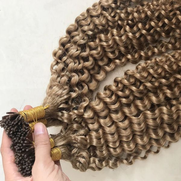 Extensões de cabelo humano onda profunda i ponta extensão ombre pré ligado 30 polegada loira queratina fusão do prego remy extensões cabelo virgem engrossar