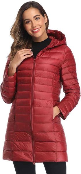 Obosoyo Piumino invernale ripiegabile da donna Plus Size Cappotto imbottito con cappuccio lungo ultraleggero