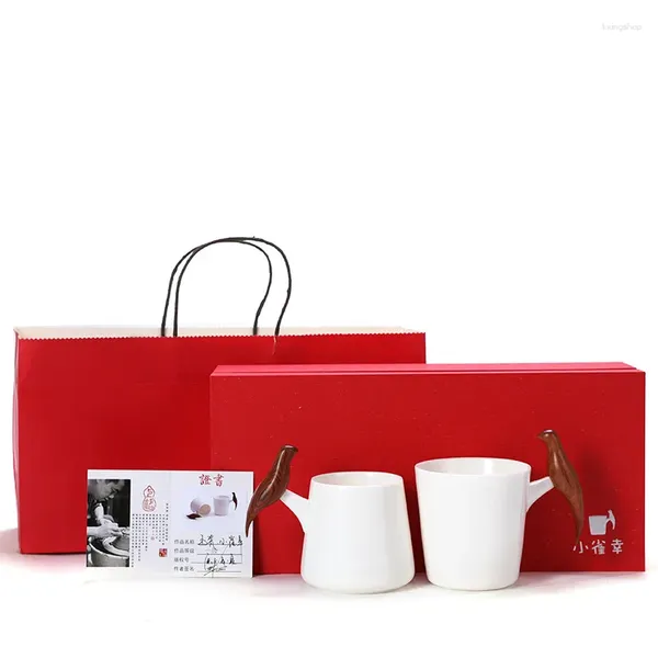 Canecas Cerimônia de Chá de Casamento Chinês Conjunto de Papel Copo de Viagem Copos de Cerâmica Casa Presente de Aquecimento Tazas de Café Creativas C