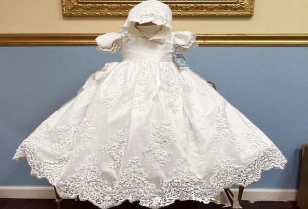 2022 Baby Erstkommunion Kleider Weiß Elfenbein Erster Geburtstag Prinzessin Spitze Kurzarm Hoher Kragen Party Blumenmädchen Kleid mit H2276078