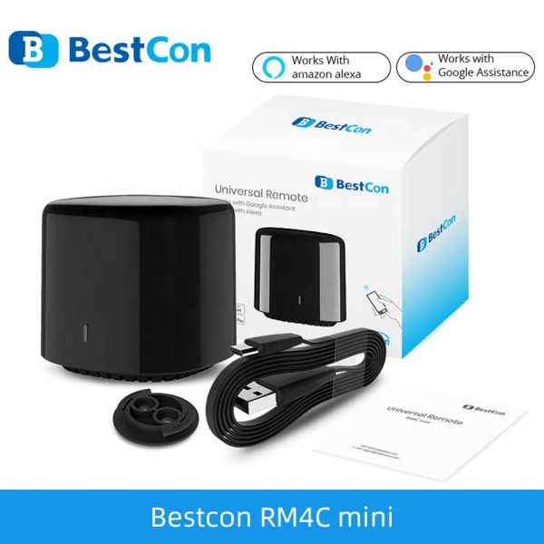 Controle broadlink controle remoto universal bestcon rm4c mini ir wifi assistente de casa inteligente controle voz funciona com google home alexa