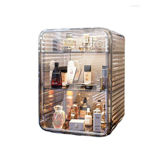 Aufbewahrungsboxen Staubdichte Desktop-Kosmetikbox Transparenter Make-up-Organizer Hautpflegeschublade Schlafzimmer Schmucktasche Spielzeugregal