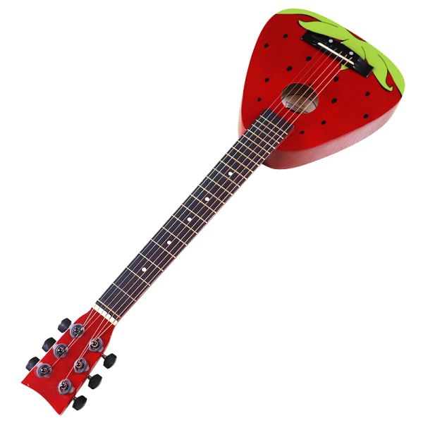 Chitarra Mini chitarra acustica da 30 pollici 6 corde corpo in tiglio lucido Chitarra folk per bambini Chitarra da viaggio a forma di cartone animato