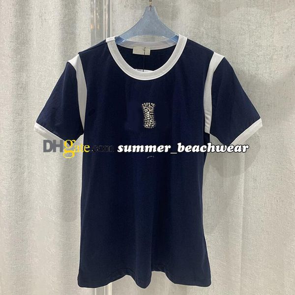 Einfarbig Lose T-shirt Sommer Casual Atmungsaktive Kurzen Ärmeln Designer Brief Pailletten Tees Mode Männer Frauen T-shirt