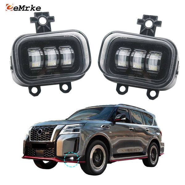 Eemrke LED araba sis farları nissan devriyesi için drl nismo y62 2021 2022 2023 ön tampon sis lambası montajı 40W 12V beyaz veya sarı sürüş