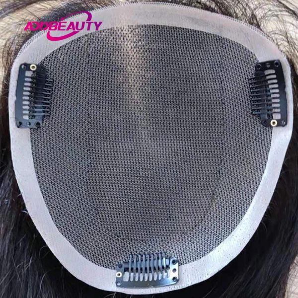 Toppers Parrucchino da donna Parrucche per capelli umani Mono PU Parrucchino indiano Remy Sistema di capelli lisci per donna Attaccatura naturale Clip nei capelli