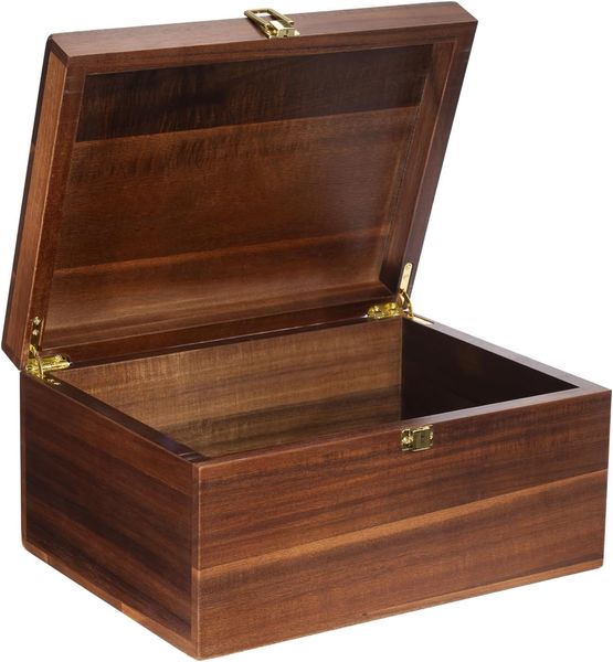 Grande caixa de armazenamento de madeira – caixa de madeira com tampa para decoração de casa, ideal para lembranças, bugigangas, joias e outros esconderijos