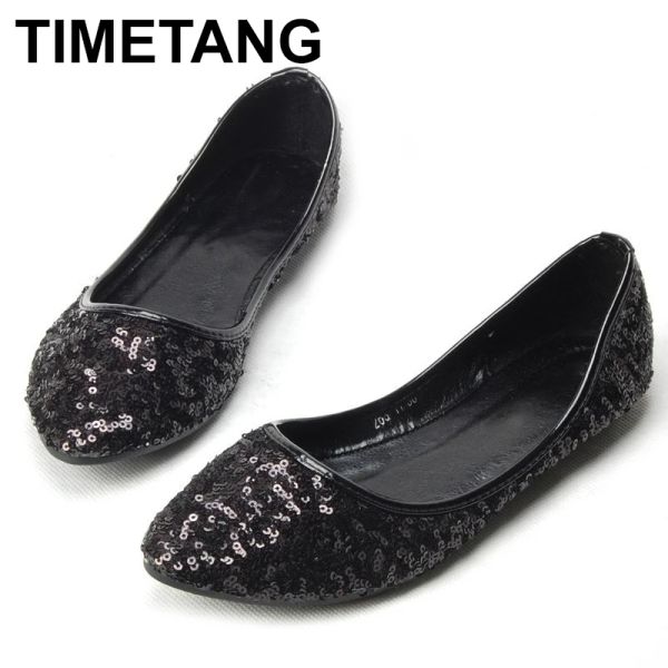 Классические женские глитр с блокировкой Flats Timetang.