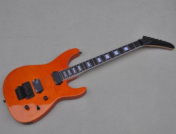 Chitarra elettrica a 6 corde con corpo arancione con ponte tremolo, offerta personalizzata