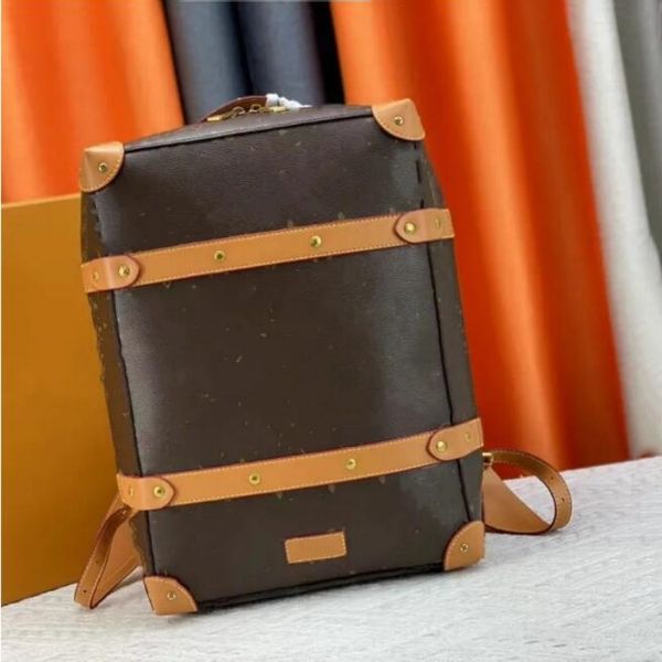 Zaino da valigia classico vintage di design da uomo Zaino da studente di grande capacità per uomo Zaini da borsa di design con doppia borsa a tracolla in vera pelle